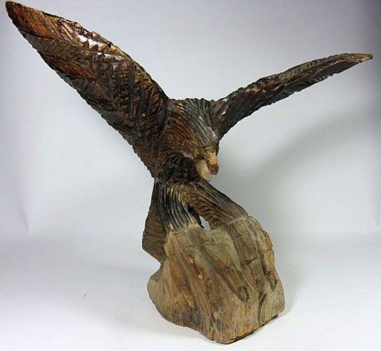Auction Ohio Carved Wood Eagle