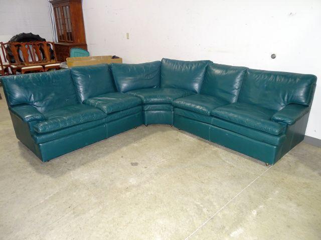 Green on sale leather sectional