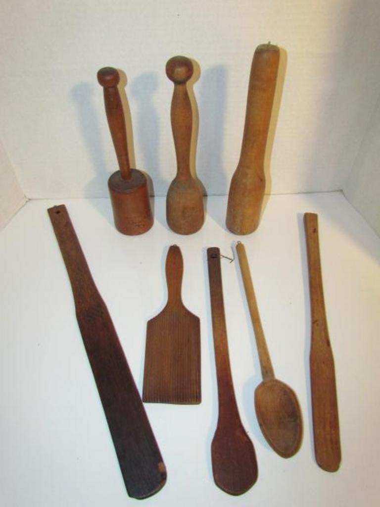 Auction Ohio Antique Wood Kitchen Tools