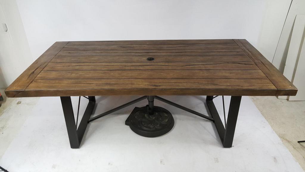 Auction Ohio FAUX WOOD PATIO TABLE