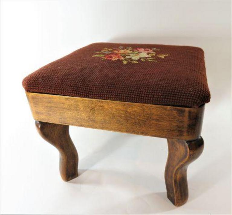 Auction Ohio | Needlepoint Footstool