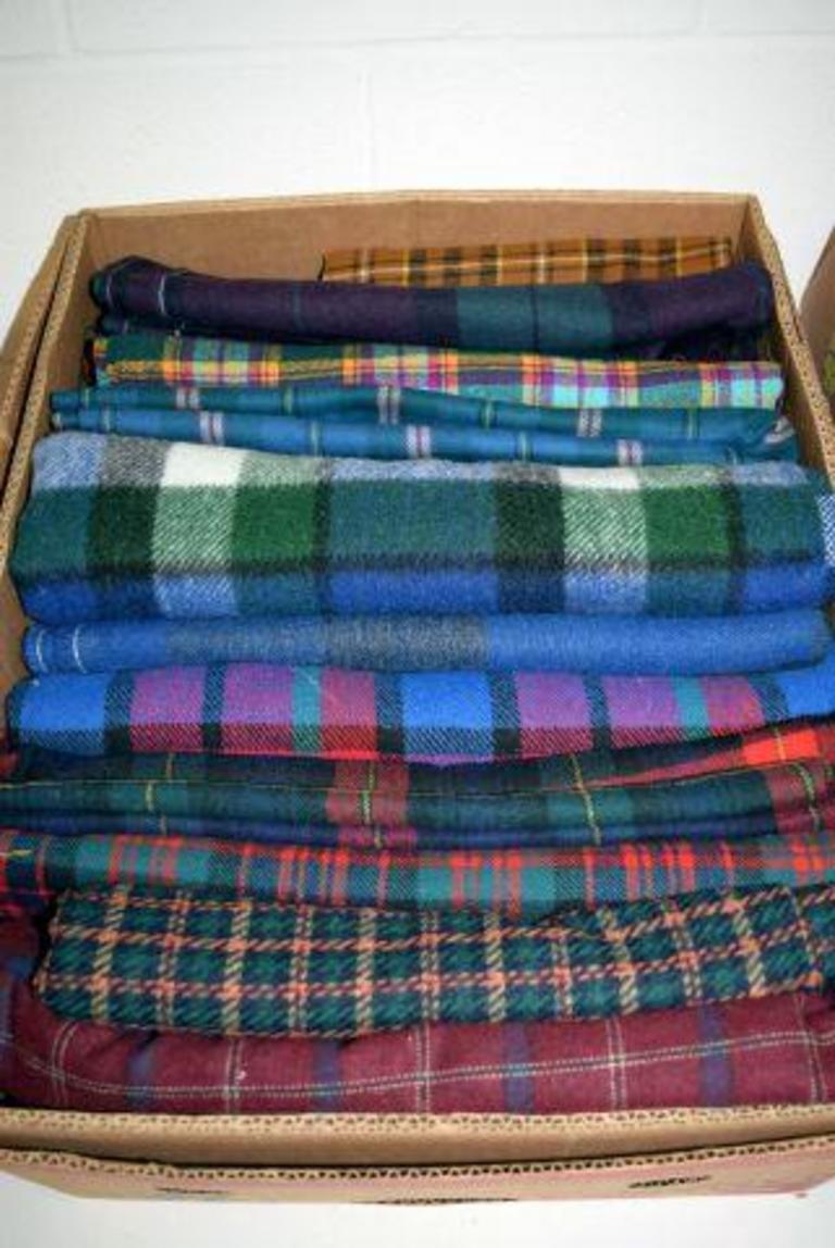 Auction Ohio Box of Wool Fabric Remnants