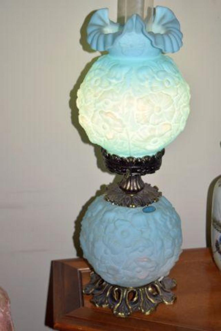 Auction Ohio Beautiful Blue Fenton Lamp