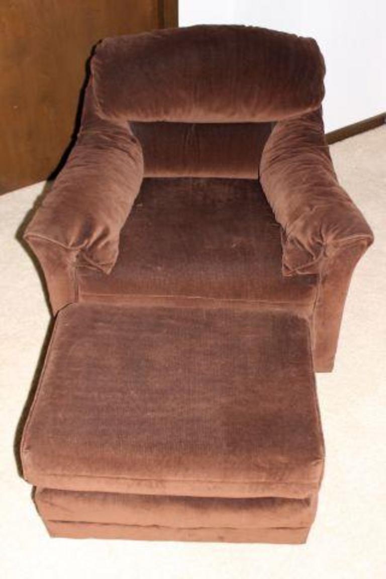 Auction Ohio | Brown Velvet Chair & Ottoman