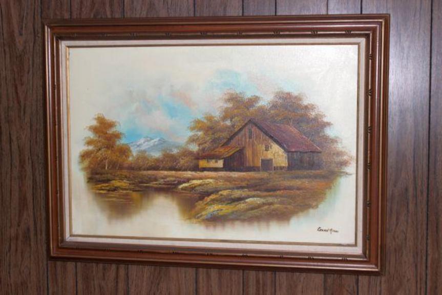 Auction Ohio Large Framed Oil Painting