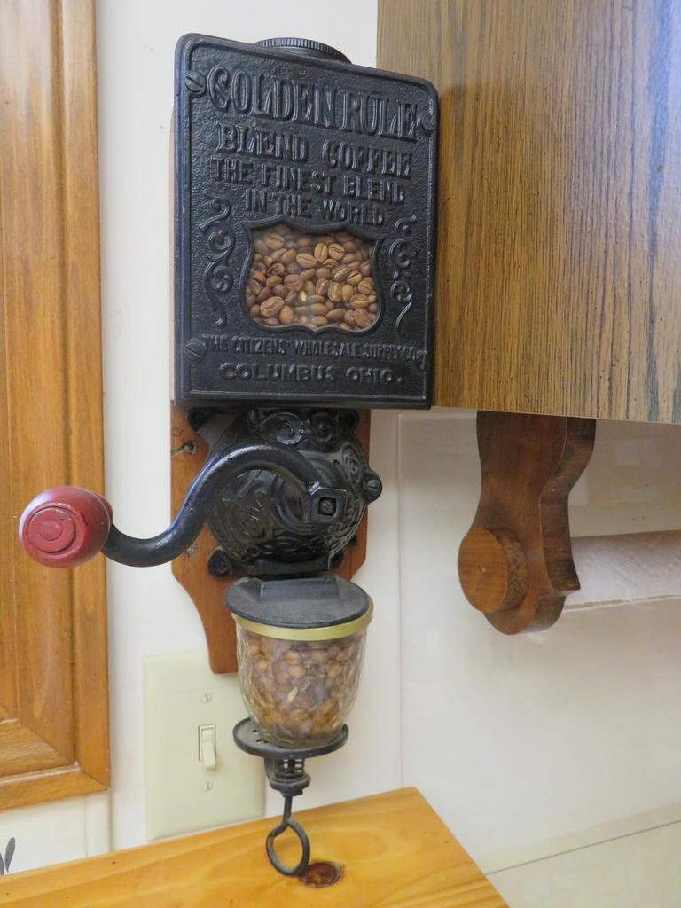 Antique coffee shop grinder wall mount