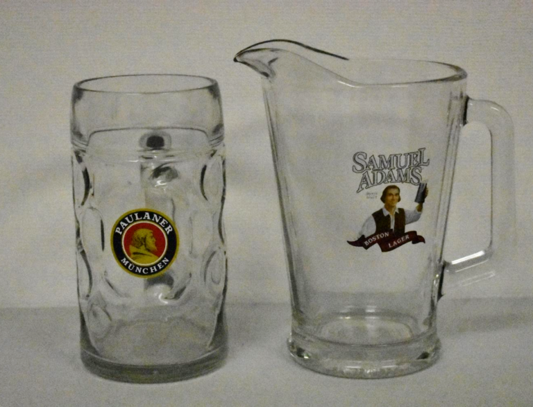Auction Ohio (2) glass beer pitchers & mug