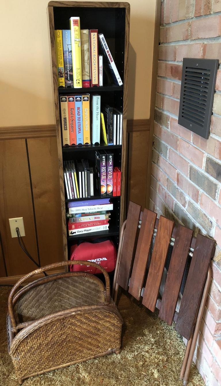 Auction Ohio VHS Stand w/ VHS CDs Tapes