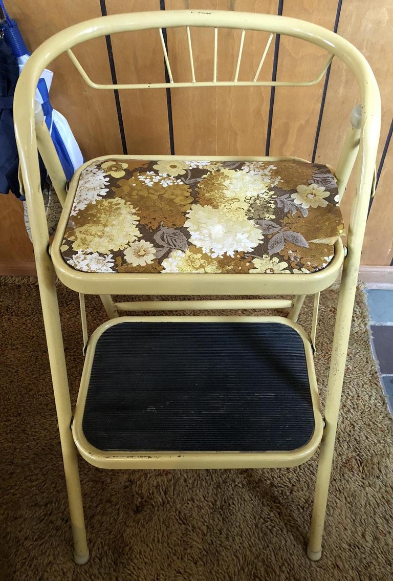 Vintage metal step store stool chair