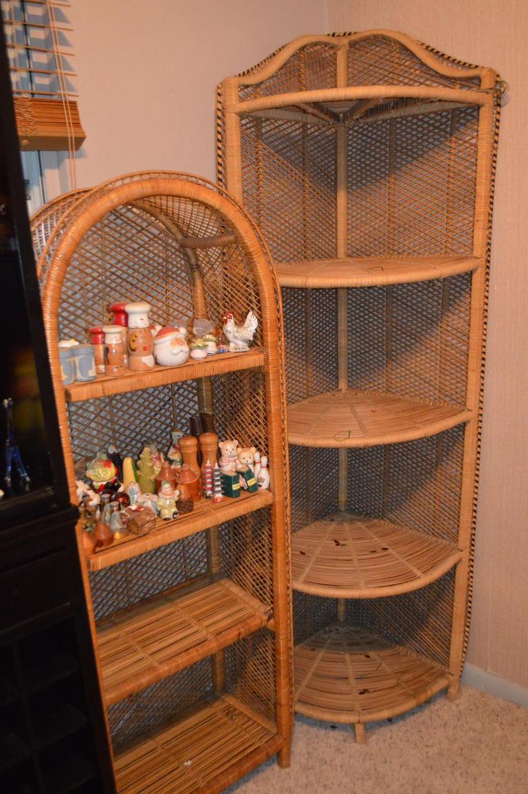 Vintage wicker shelves