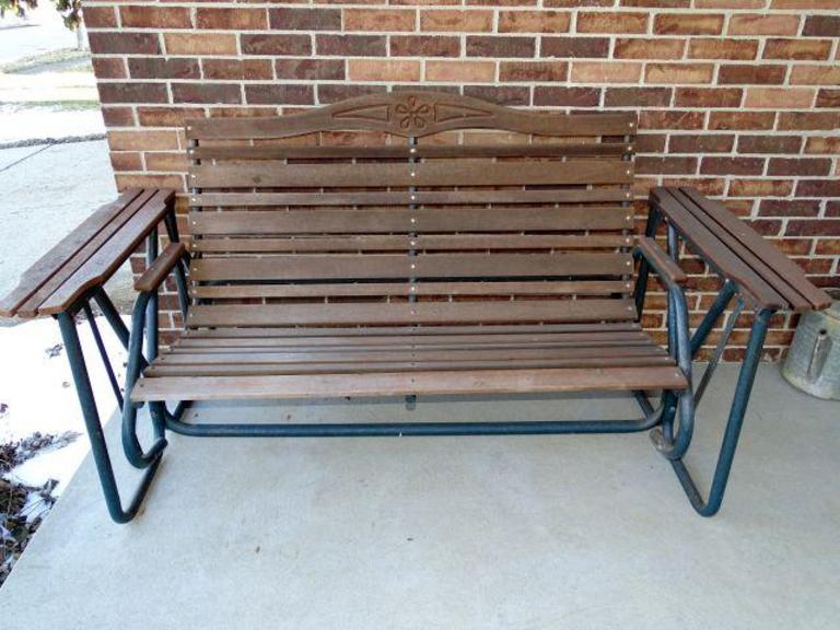 Metal retro deals glider bench