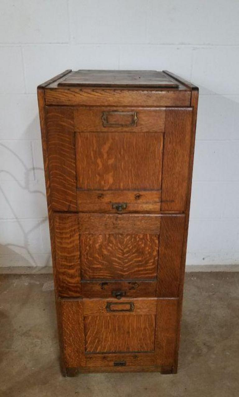 Auction Ohio Antique Oak File Cabinet