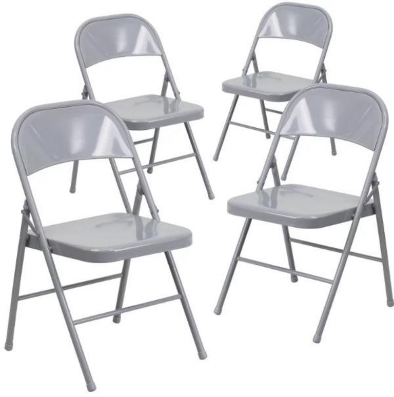  4 GREY FOLDING CHAIRS