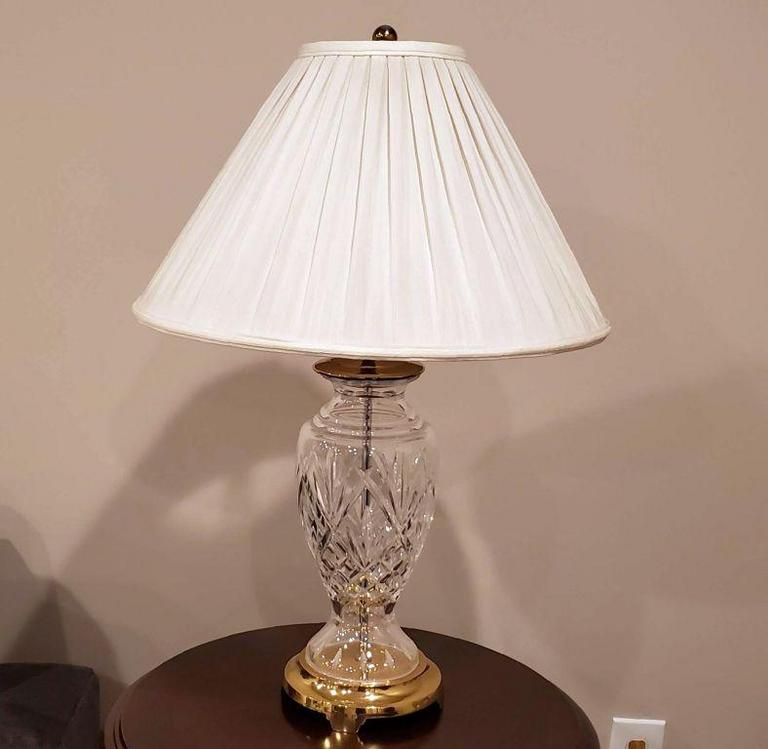 Beautiful Small Waterford Crystal And Brass Table Lamp