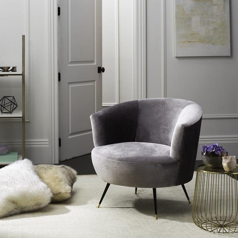 MODERN RETRO VELVET GREY CHAIR