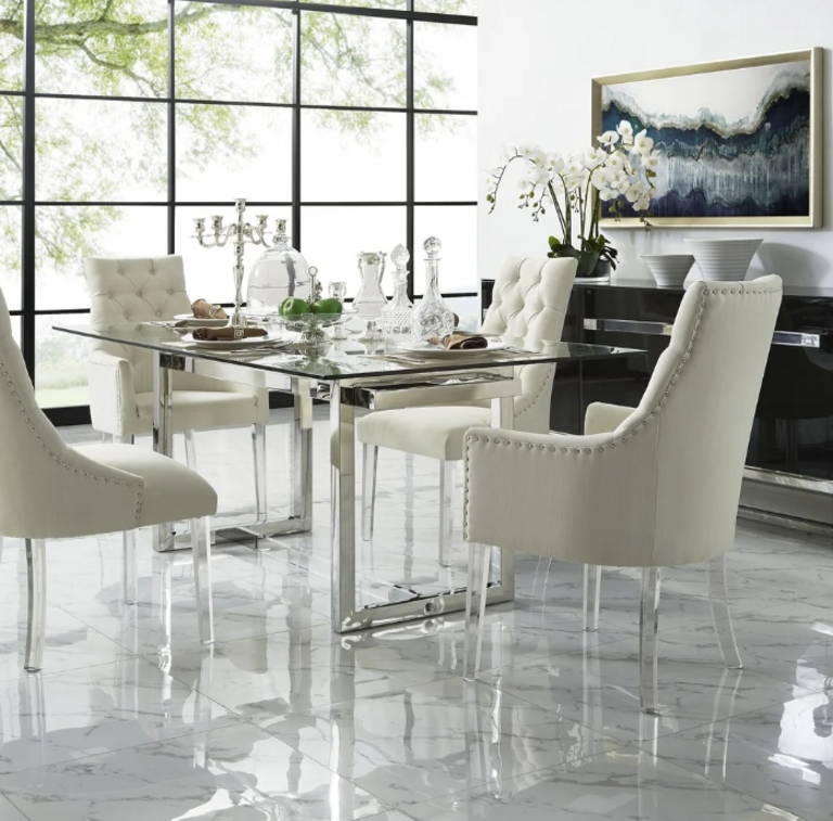 2-TUFTED ARM DINING CHAIRS
