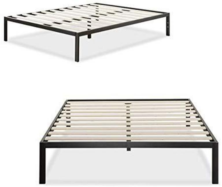 KING BLACK METAL PLATFORM BED