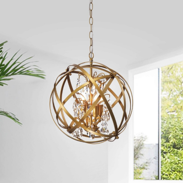 4-LT GOLD GLOBE CHANDELIER