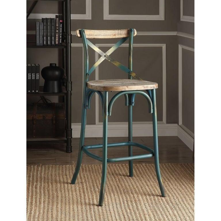 ANTIQUE TURQUOISE BAR CHAIR