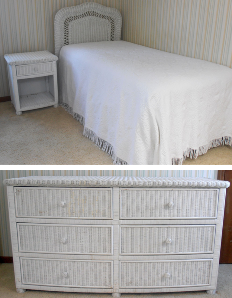 White wicker on sale bedroom furniture