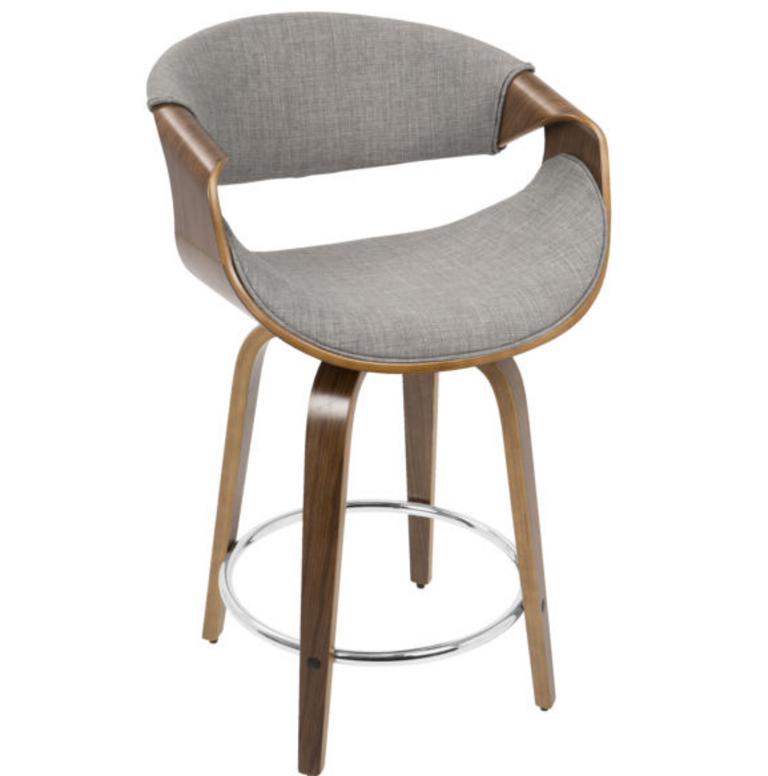 24" WOOD/GREY BAR STOOL