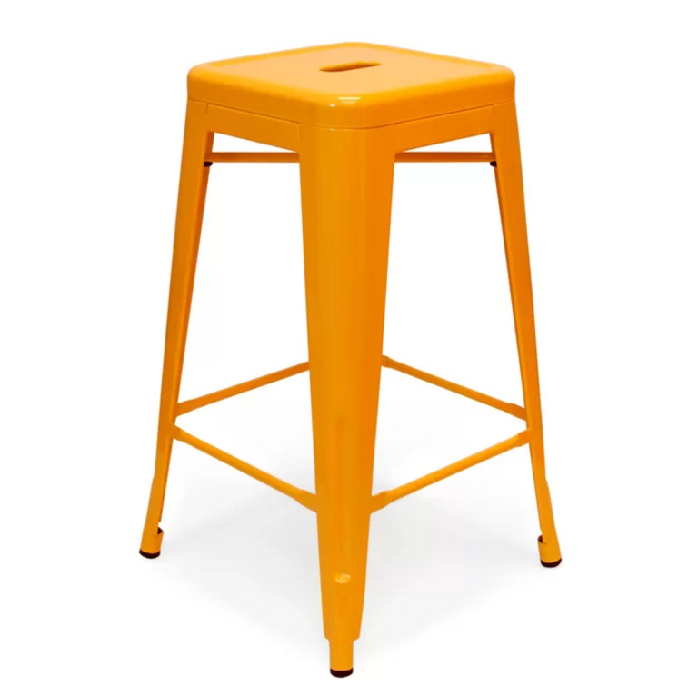 3-ORANGE METAL BAR STOOLS