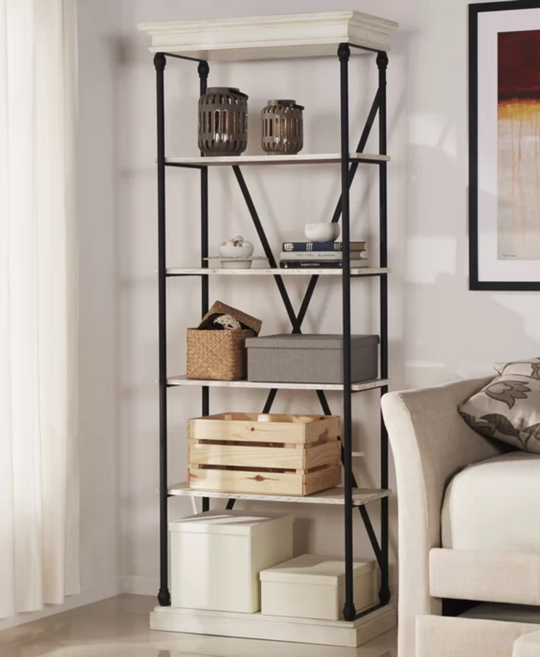WHITE WOOD/METAL BOOKCASE