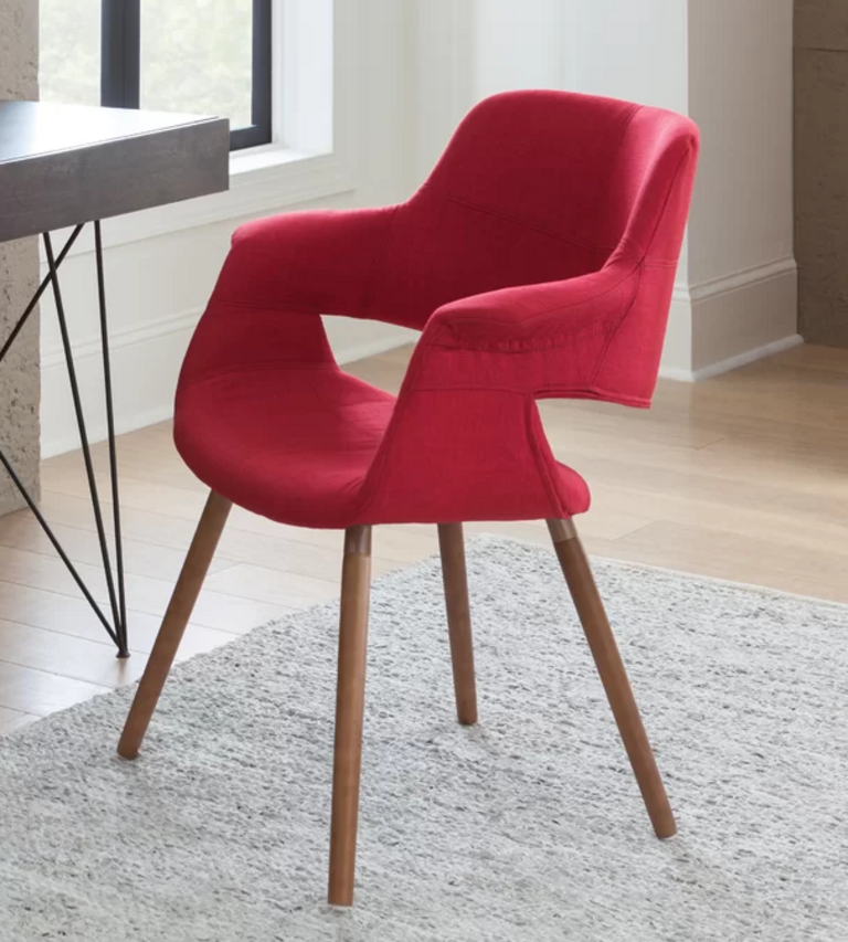 RED UPHOLSTERY ARMCHAIR
