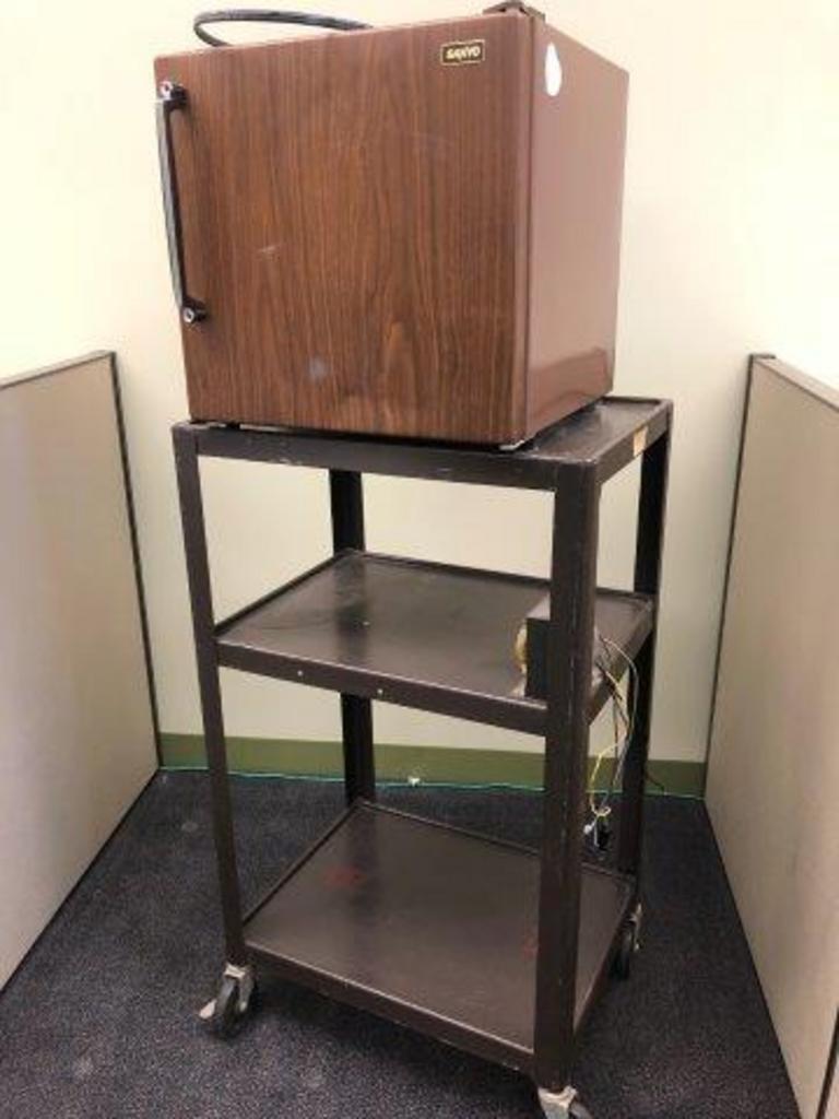 Auction Ohio Mini Fridge & Cart