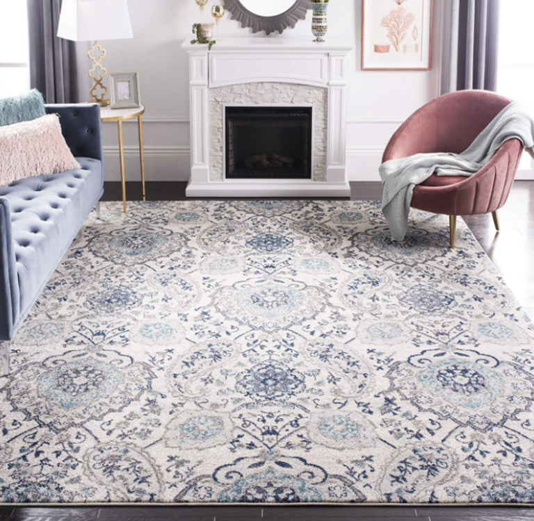 6'X9' WHITE/BLUE AREA RUG