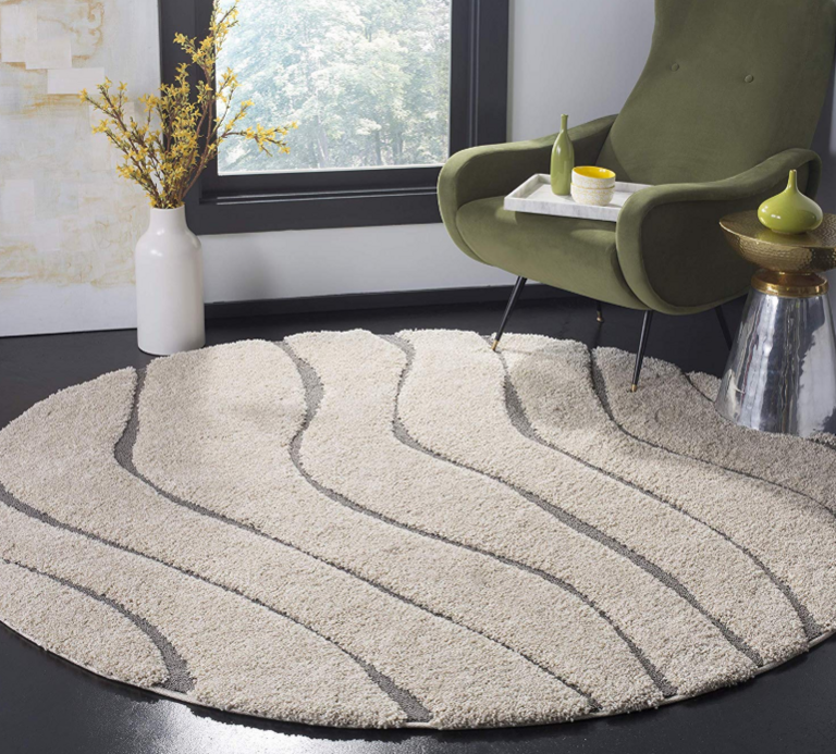 6'7" CREAM-GREY ROUND RUG