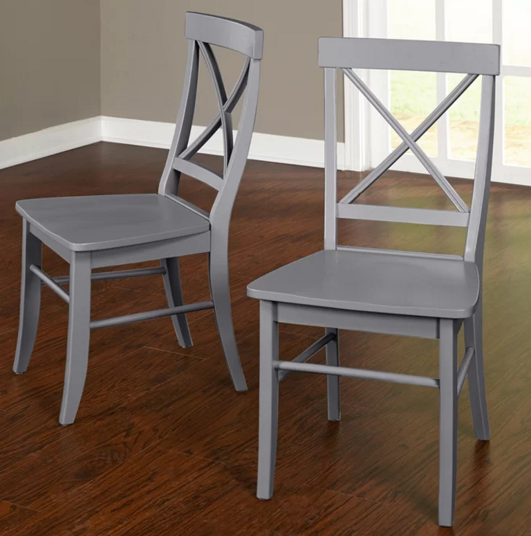 2-GRAY WOOD SIDE CHAIRS