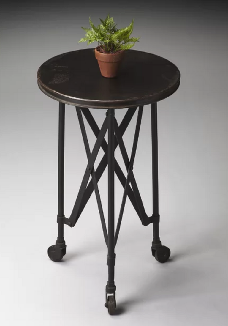 BLACK ROUND PORTABLE END TABLE