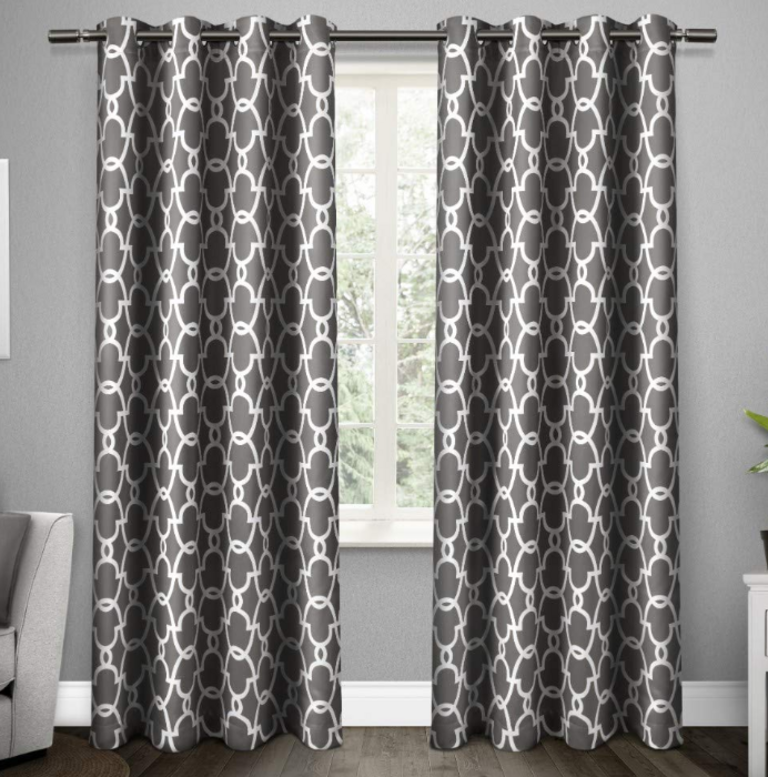 2-BLACK/WHITE CURTAINS PANELS