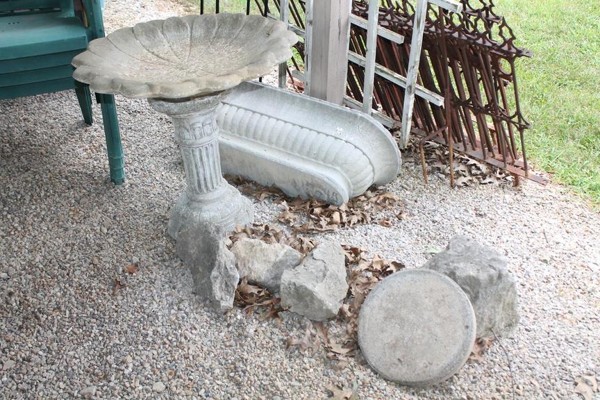 Auction Ohio Cement Bird Bath & Planter