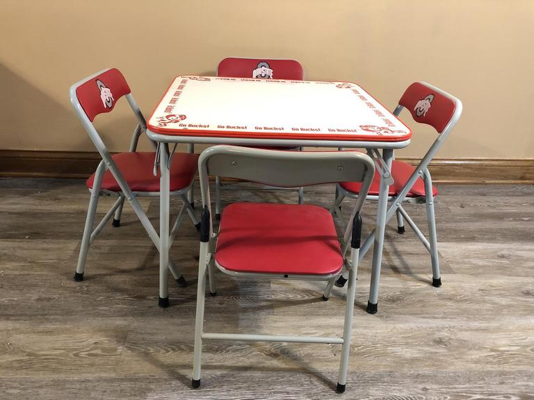 Children's metal folding table and clearance chairs