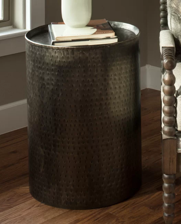 PECORA PEWTER END TABLE