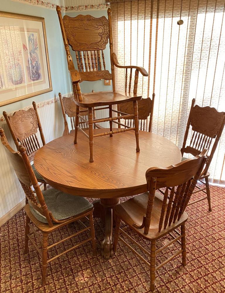 Old oak dining discount table and chairs