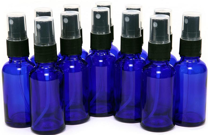 12 GLASS BOTTLES, 1 OZ
