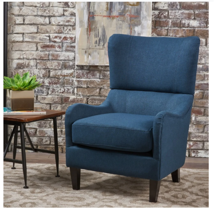 BLUE HIGH BACK CLUB CHAIR