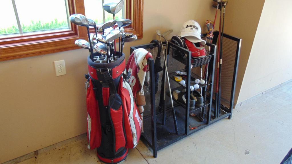 Golf Clubs & Storage Rack