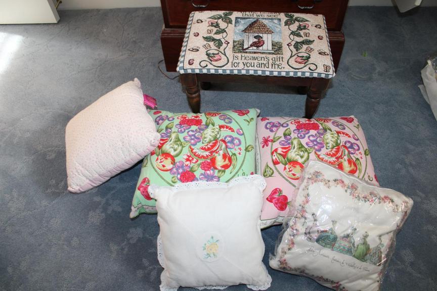Auction Ohio Throw Pillows & Footstool