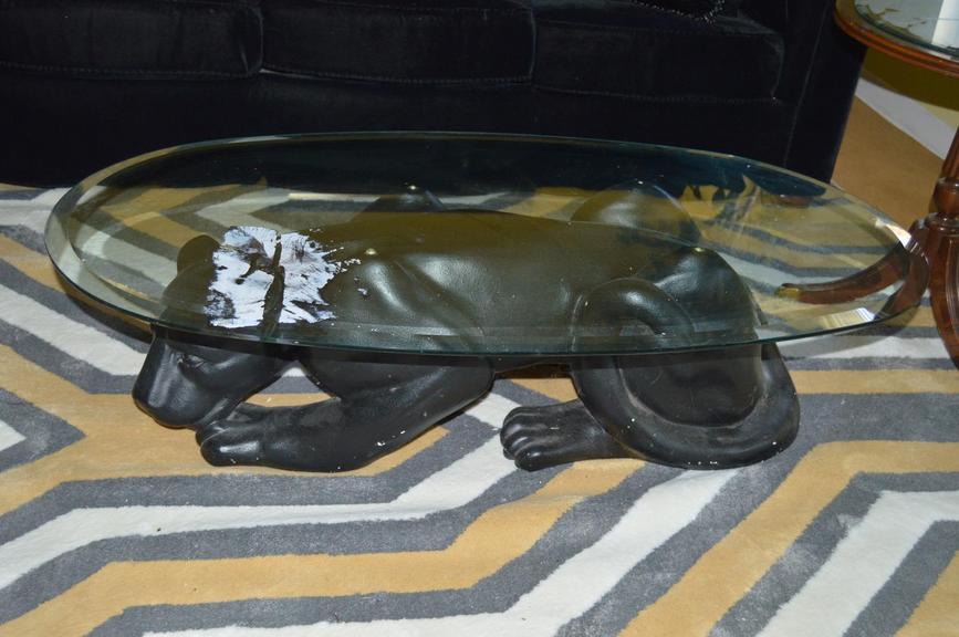 Panther coffee table on sale with glass top