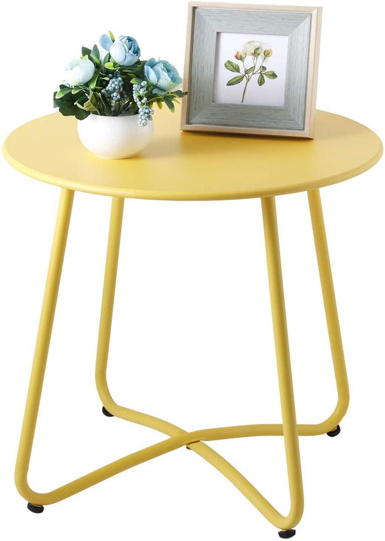 YELLOW METAL SIDE TABLE
