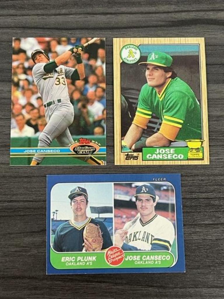 Auction Ohio  (3) Jose Canseco Baseball Cards