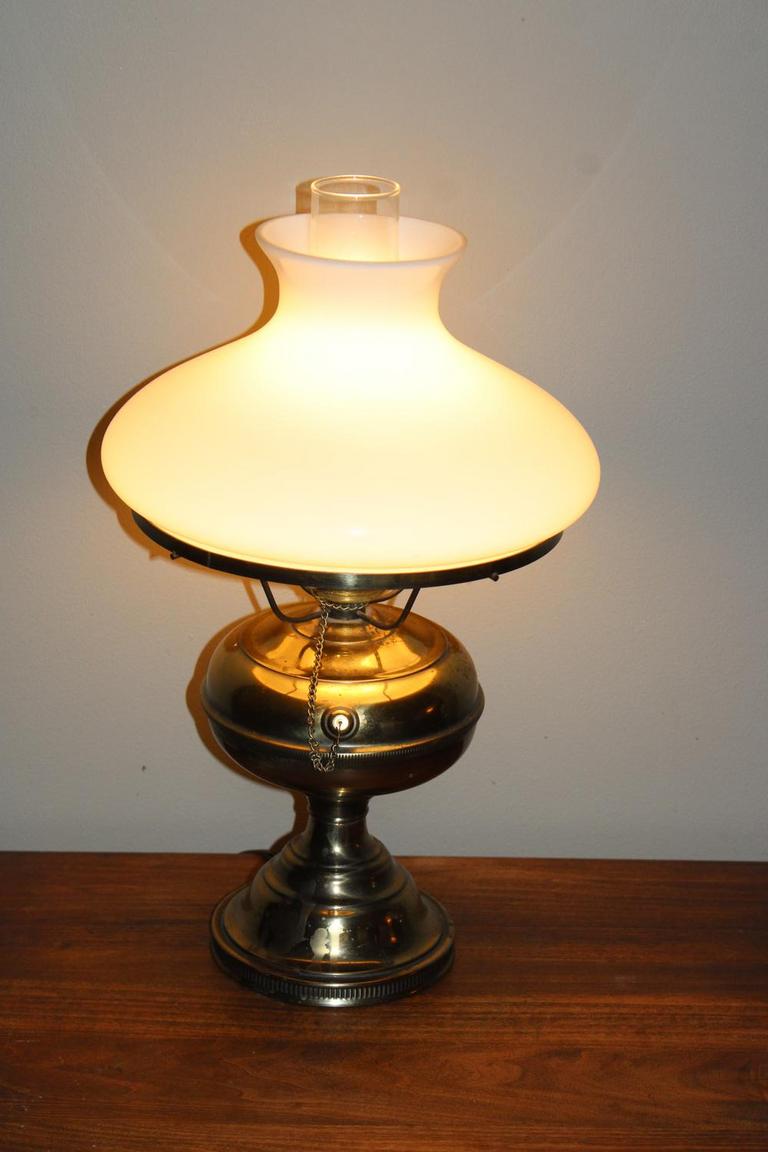 Vintage Glass Hurricane Electric Lamp, Converted Hurricane Lamp