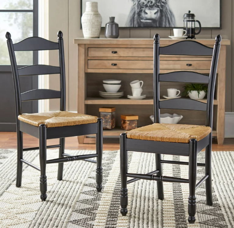 2 LADDER BACK DINING CHAIRS
