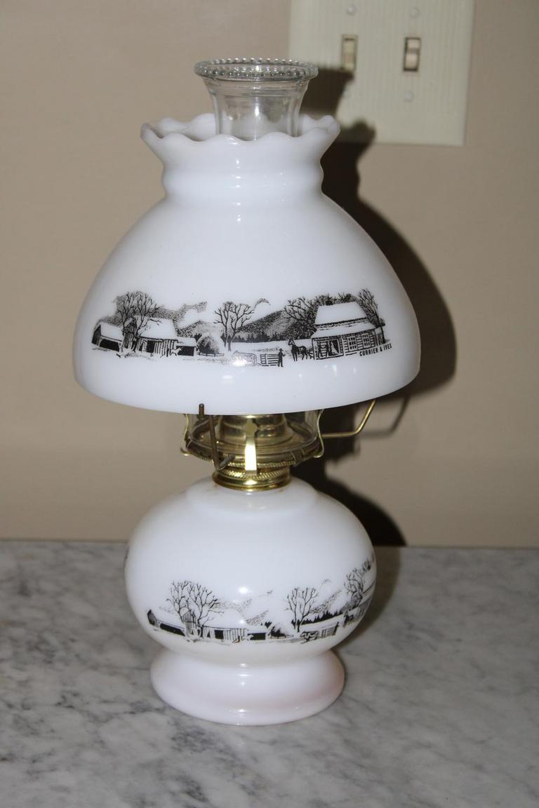 Milk glass deals lamp value