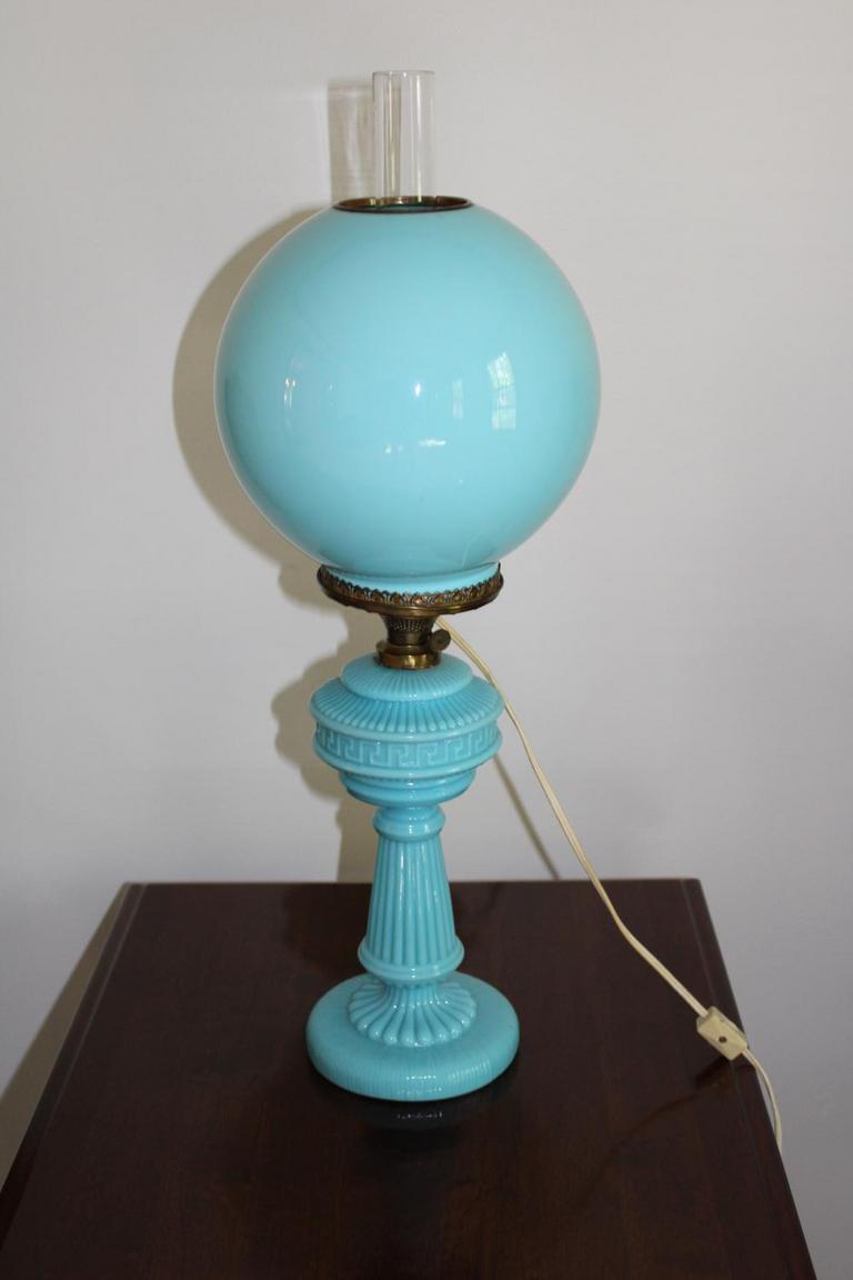 Vintage Blue Hurricane Lamp