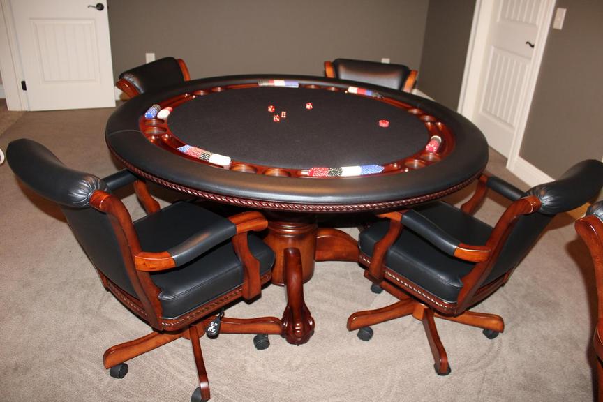 Reversible poker table online and chairs